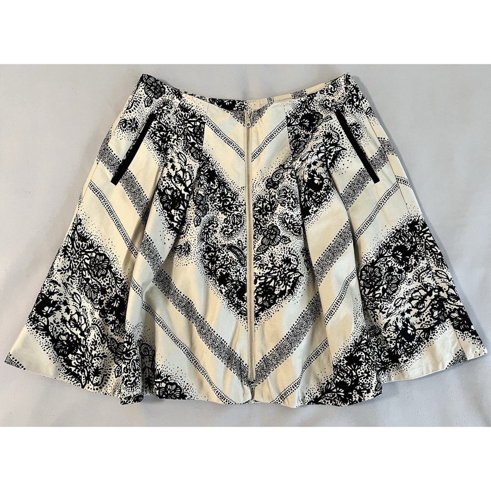 Anthropologie Edme & Esyllte Floral Print Skirt Zip Front A-Line Cotton Sz 4